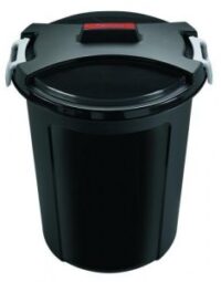 Fodertønde med låg & lås - sort