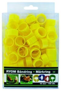 Hønseringe/båndringe 100 stk 16 mm gul