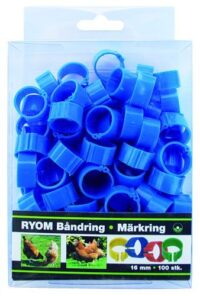 Hønseringe/båndringe 100 stk 16 mm blå