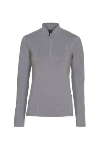 EQ Axon langærmet half-zip bluse – Grey Melange (Str. S)