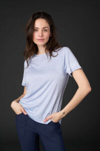CATAGO Riga kortærmet ridebluse – Xenon Blue Melange (Str. XL)